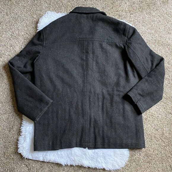 J. Crew Wool Coat Jacket Gray Button Front Lined Mens Size Large Professional - Picture 6 of 11